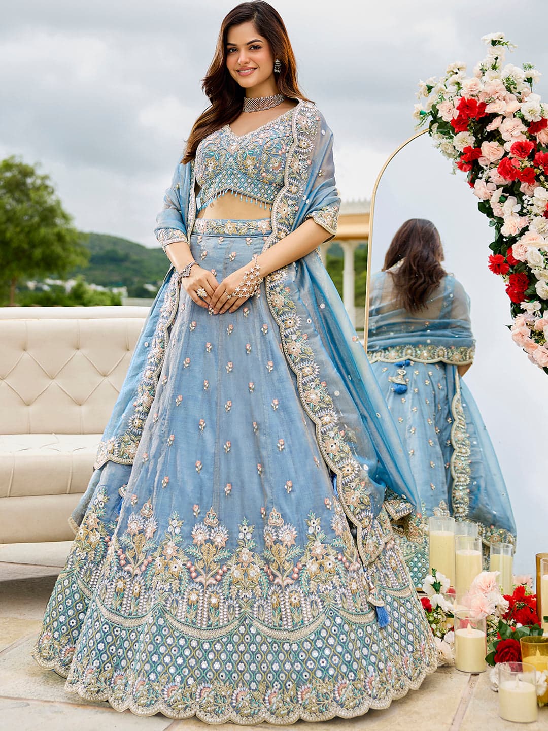Satin Silk Fabric Lehenga Choli & Dupatta